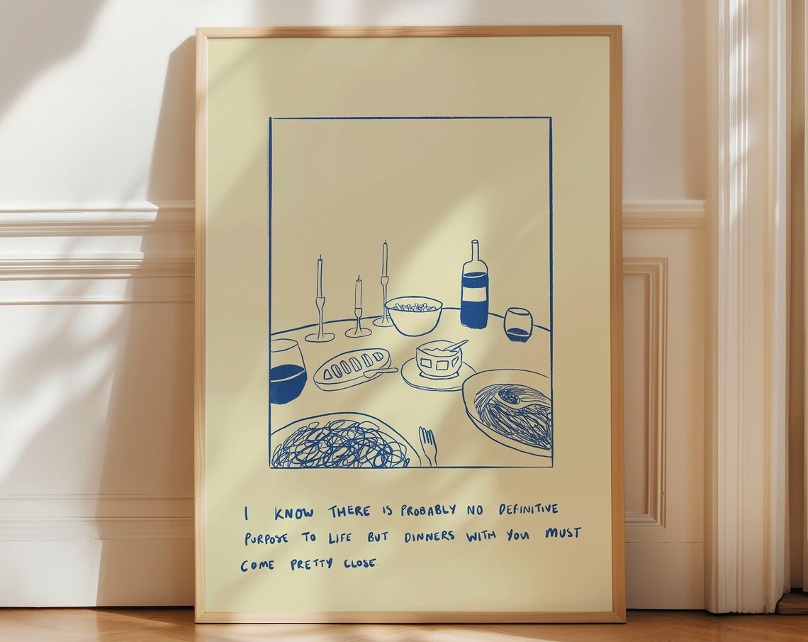 Dinners With You Minimal Cosy Line Art Poster
