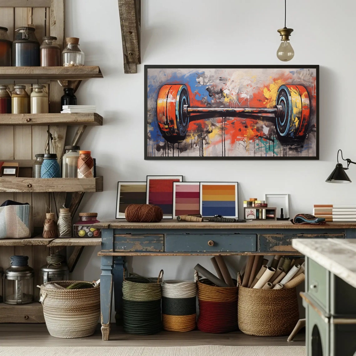 Barbell Graffiti Art Urban Gym Motivation Workout Painting Poster - Image 4