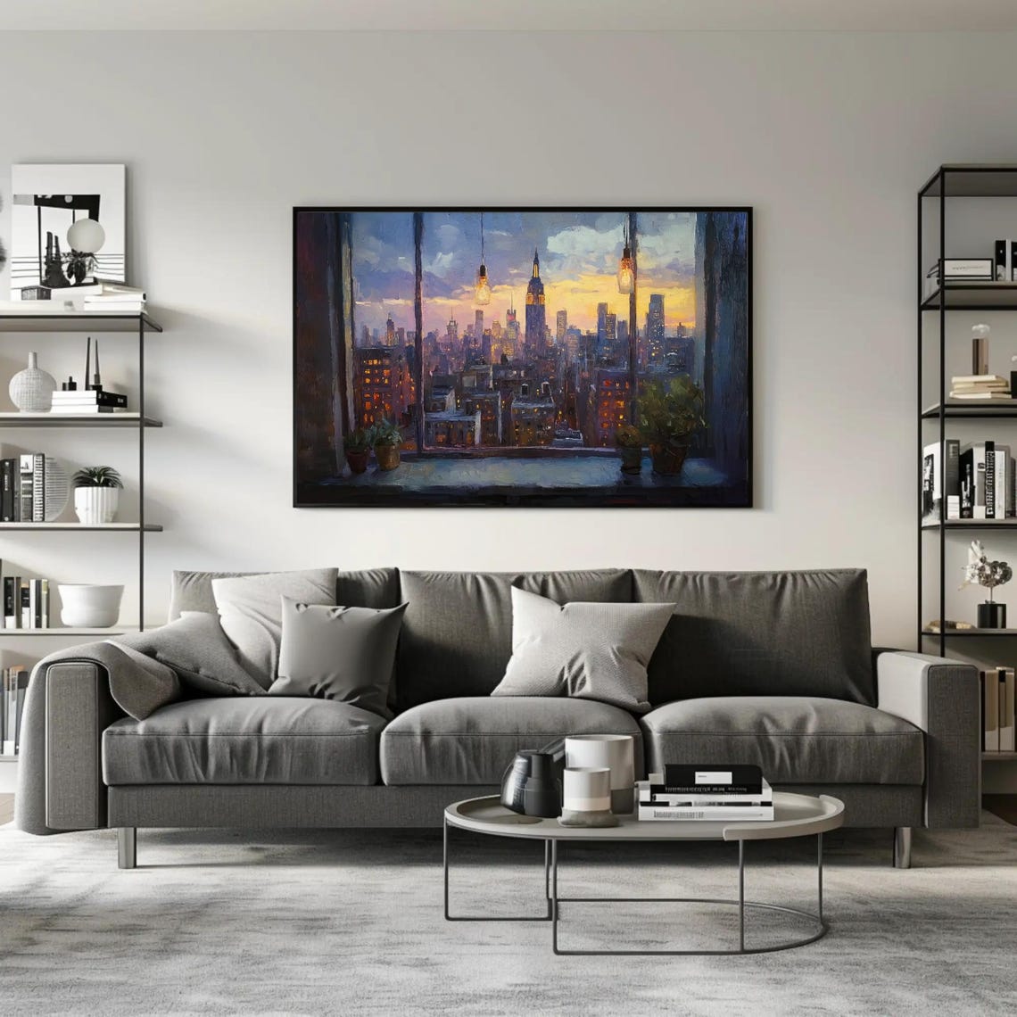 Empire State Building View Through A Cozy Window At Dusk Poster - Image 2
