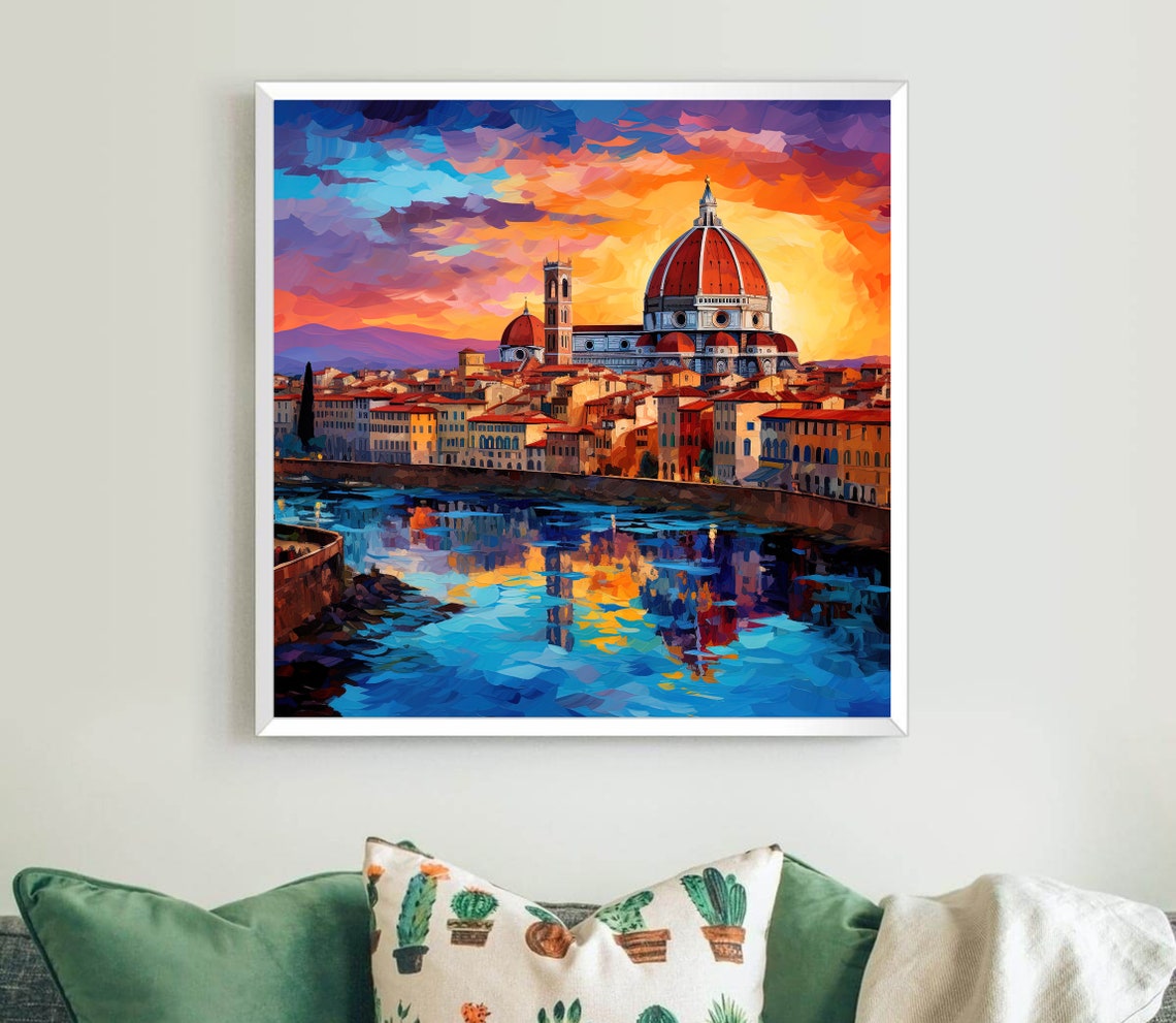 Florence Cathedral Arno River Sunset Reflection Italy Travel Poster - Image 5
