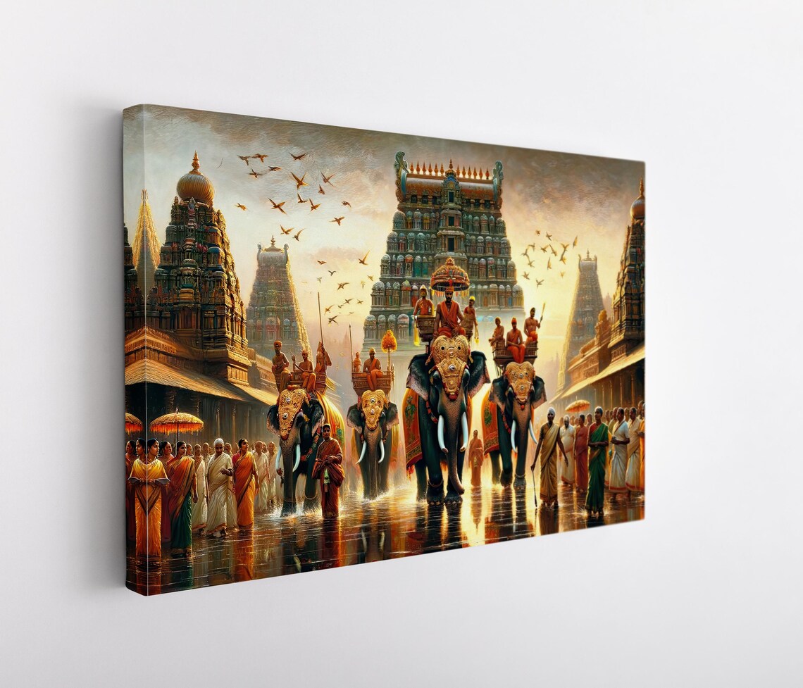 Temple Festival In Southern India, Indian Art Print - Image 4