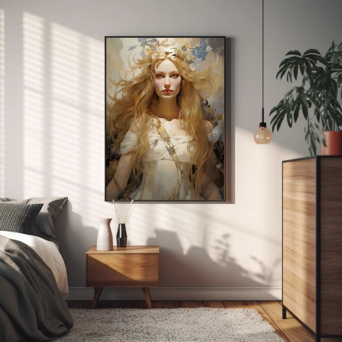 Freya Norse Goddess Portrait On Mythology Wall Art Framed Lady Freya Goddess Art Devine Feminine Decor - Image 3