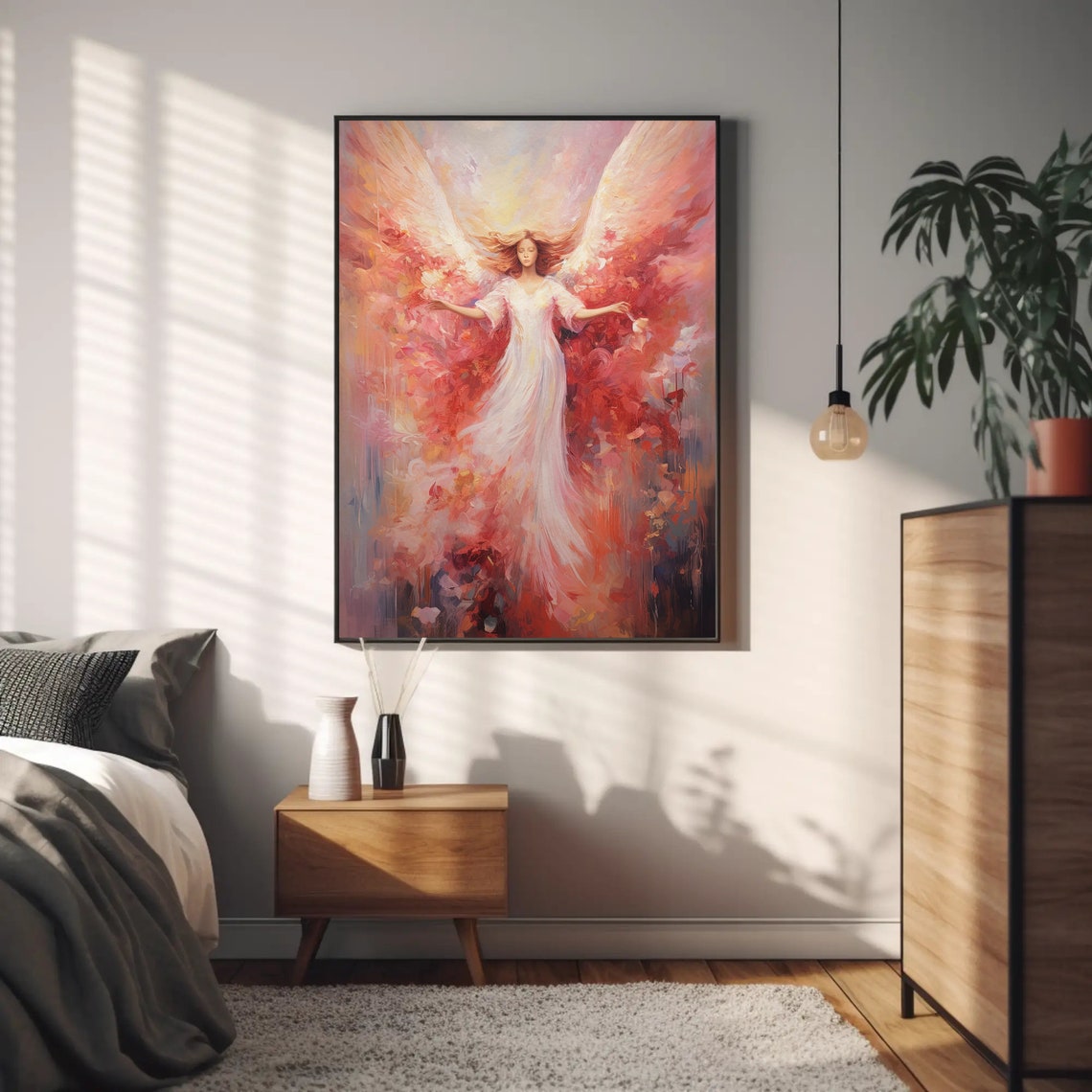 Heavenly Angel Wings Abstract Pink Spiritual Painting Art Poster - Image 2