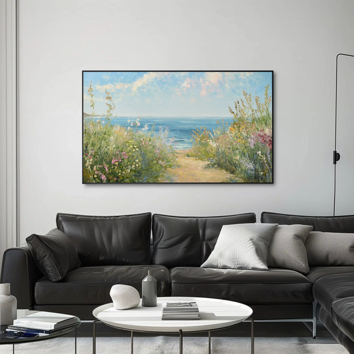 Coastal Wildflowers, Vintage Oil Painting Art Print - Image 2
