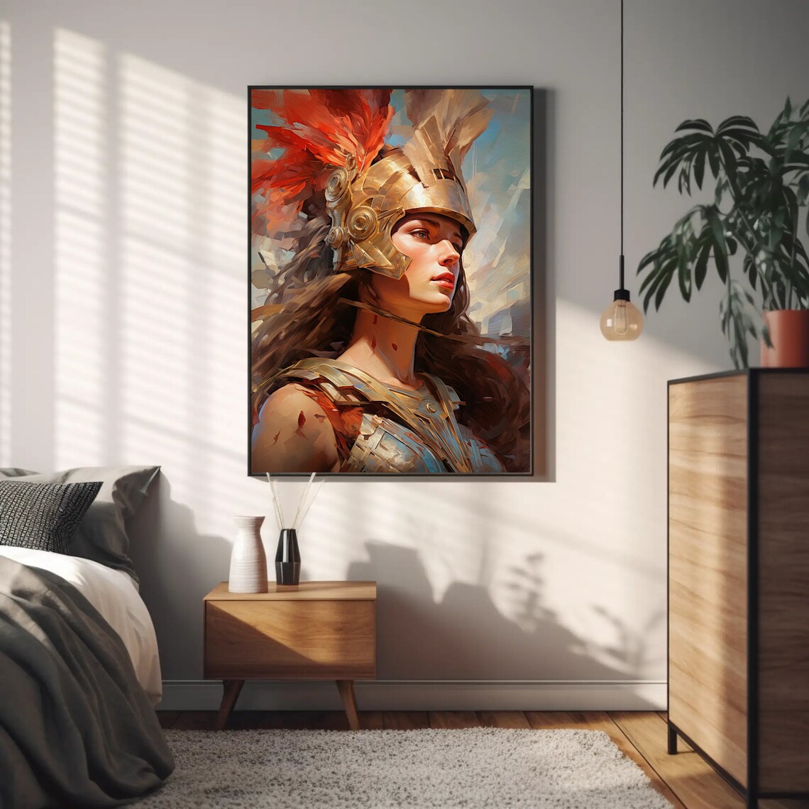 Athena Greek Goddess Of War Feathered Helmet Painting Poster - Image 2