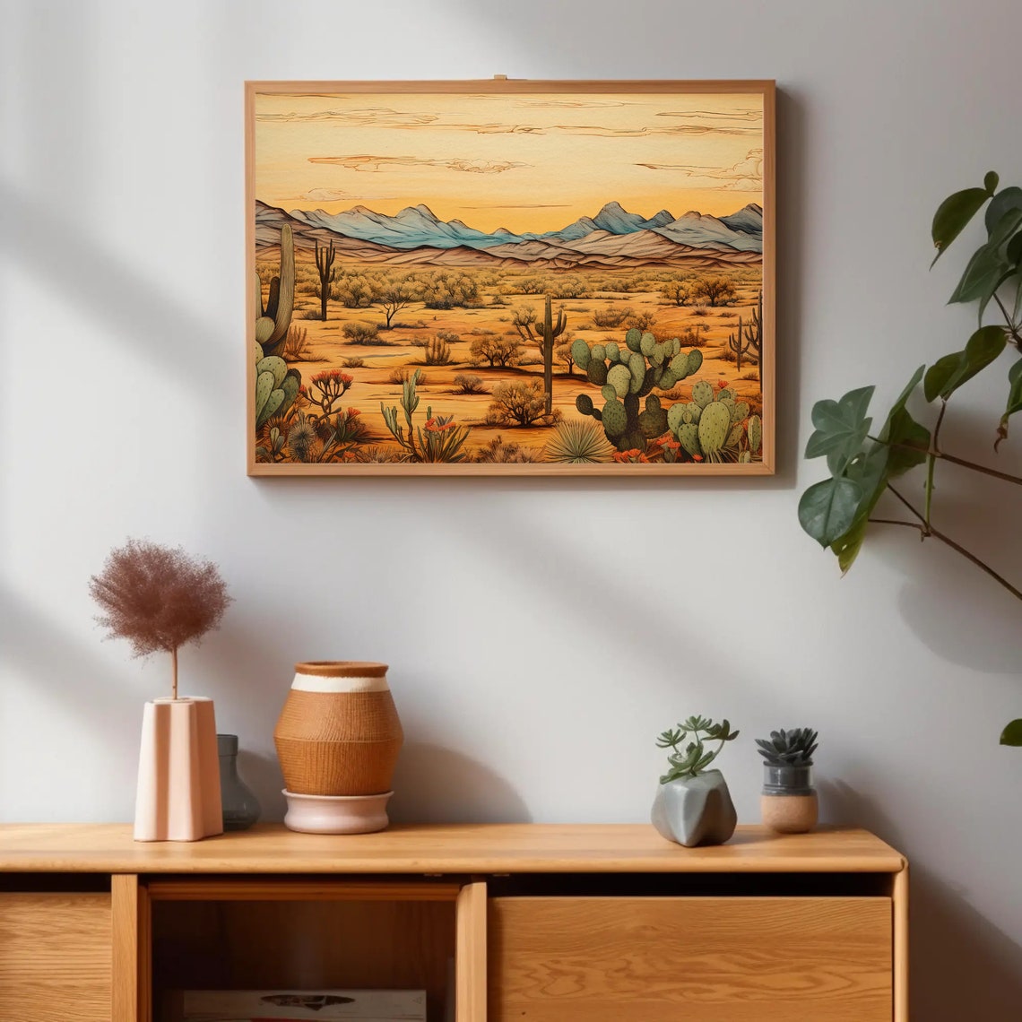Sonoran Desert Panorama Cacti Mountains Panoramic Landscape Poster - Image 3