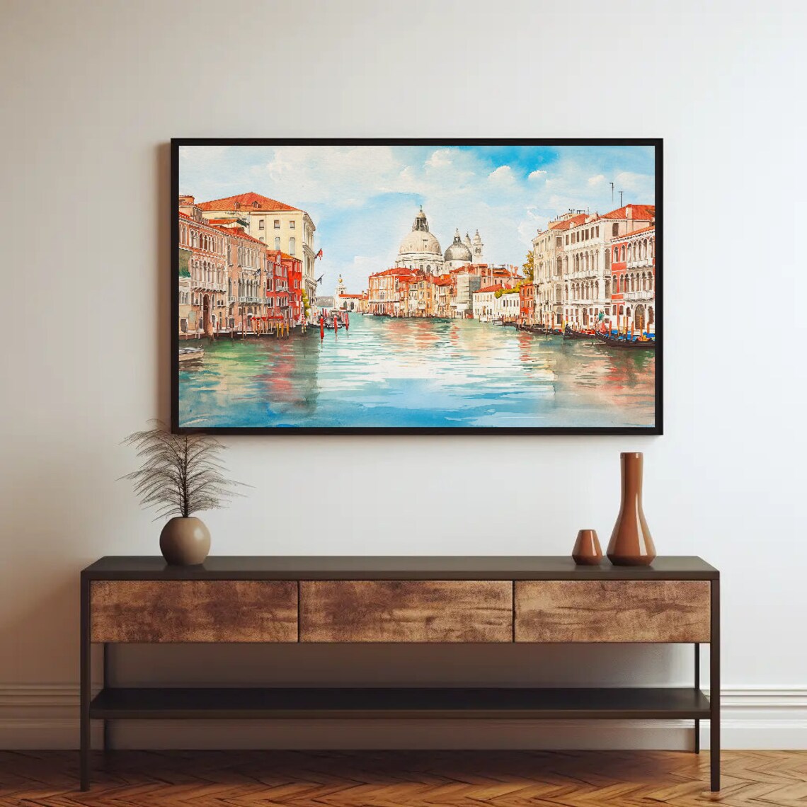 Venice Grand Canal Palazzos Classic Watercolor Cityscape Poster - Image 2