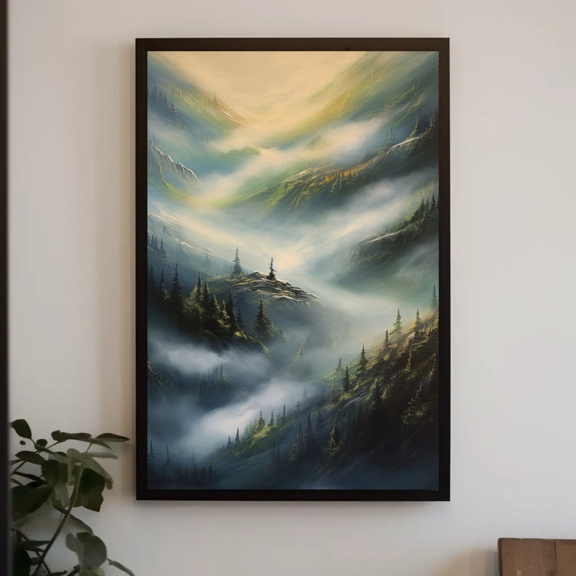 Misty Mountain Valley Fog Rolling Through Pine Forest Poster
