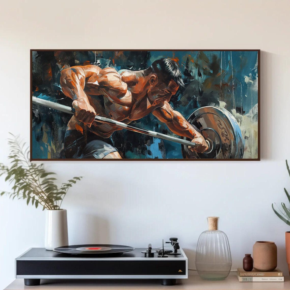 Bodybuilder Deadlift Barbell Powerful Gym Motivation Art Poster
