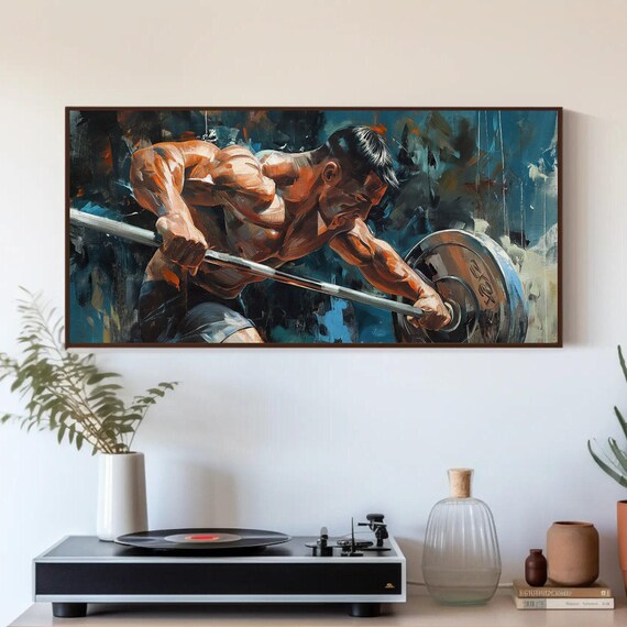 Bodybuilder Deadlift Barbell Powerful Gym Motivation Art Poster