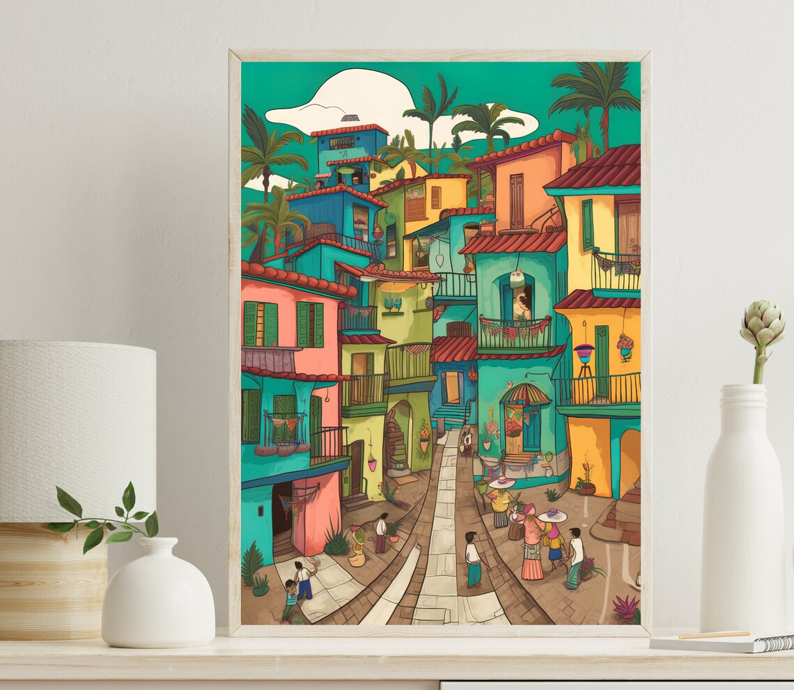 Cartagena Travel Print Caribbean Art Deco Poster Colombia Wall Decor Colombian Art Colombia Gift Colombia Home Decor Wall Art