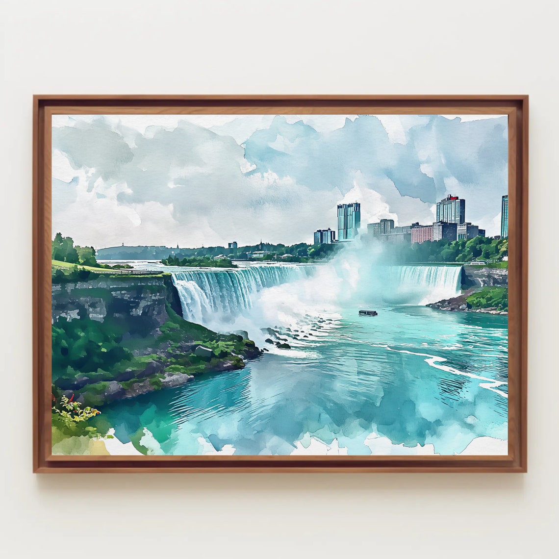 Niagara Falls Horseshoe Falls Watercolor Panoramic Landscape Poster - Image 5