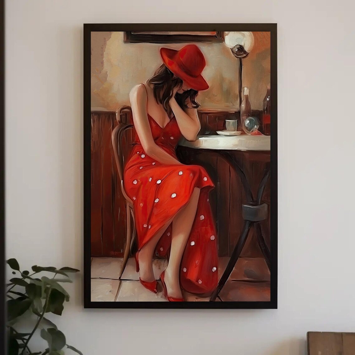 Girl In Paris Cafe, Abstract Parisian Art Print