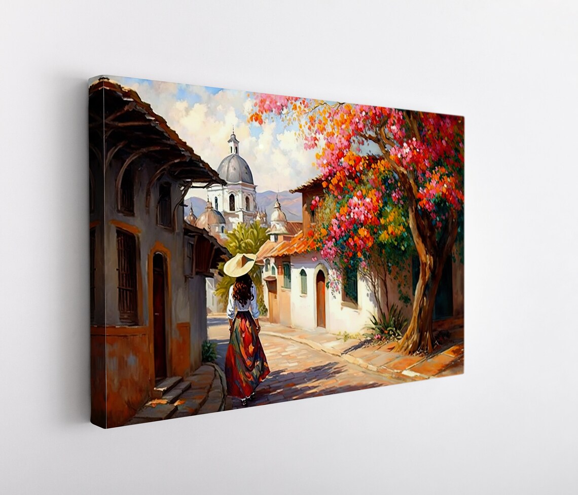 Mexican Village Street Art Print, Folk Art Decor - Image 5