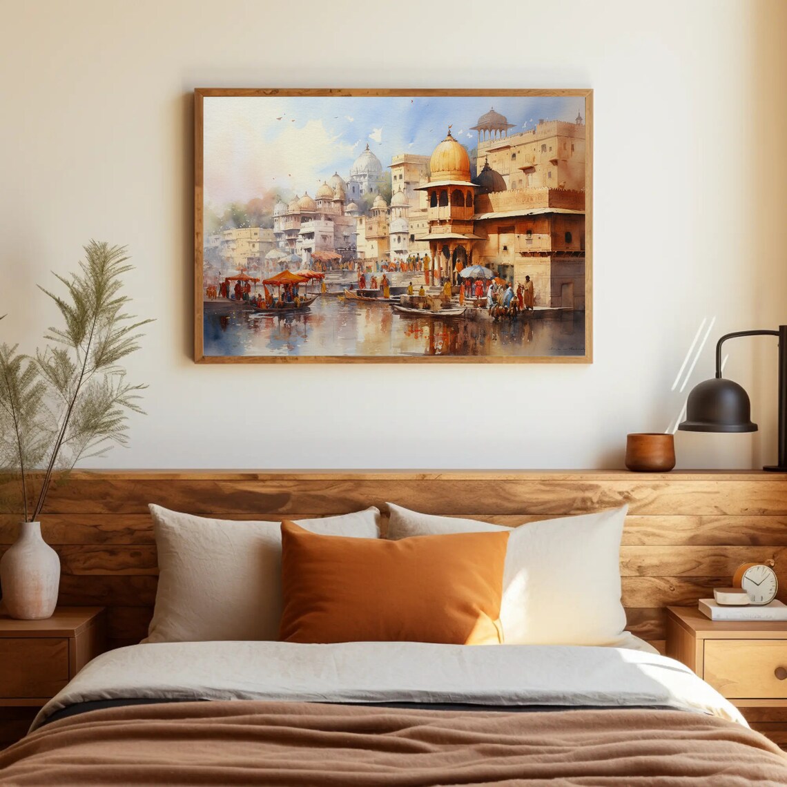 Old Indian City Ceremony View, Watercolor Art Print - Image 4