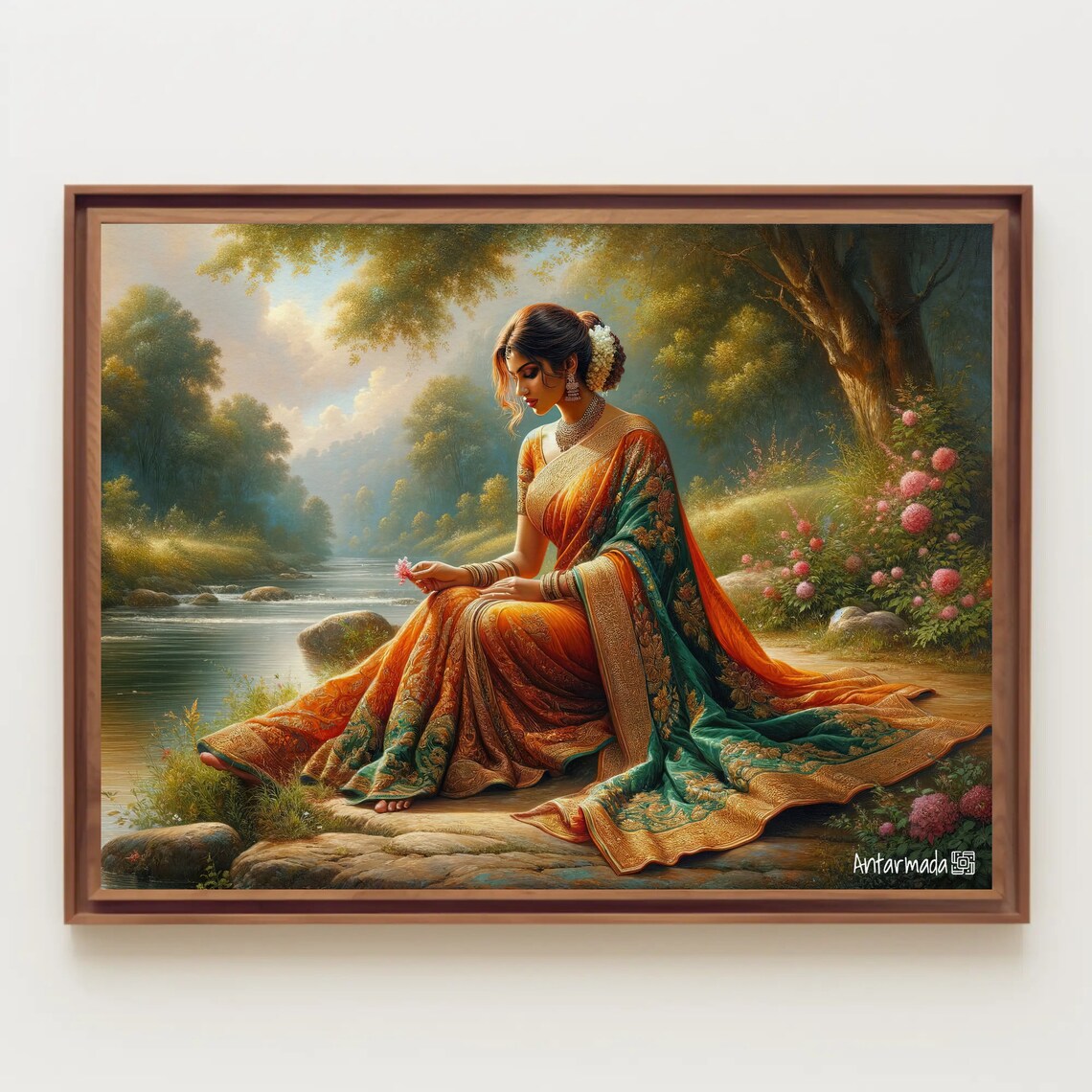 Indian Woman by the River Shore, South Asian Art Print - Image 5