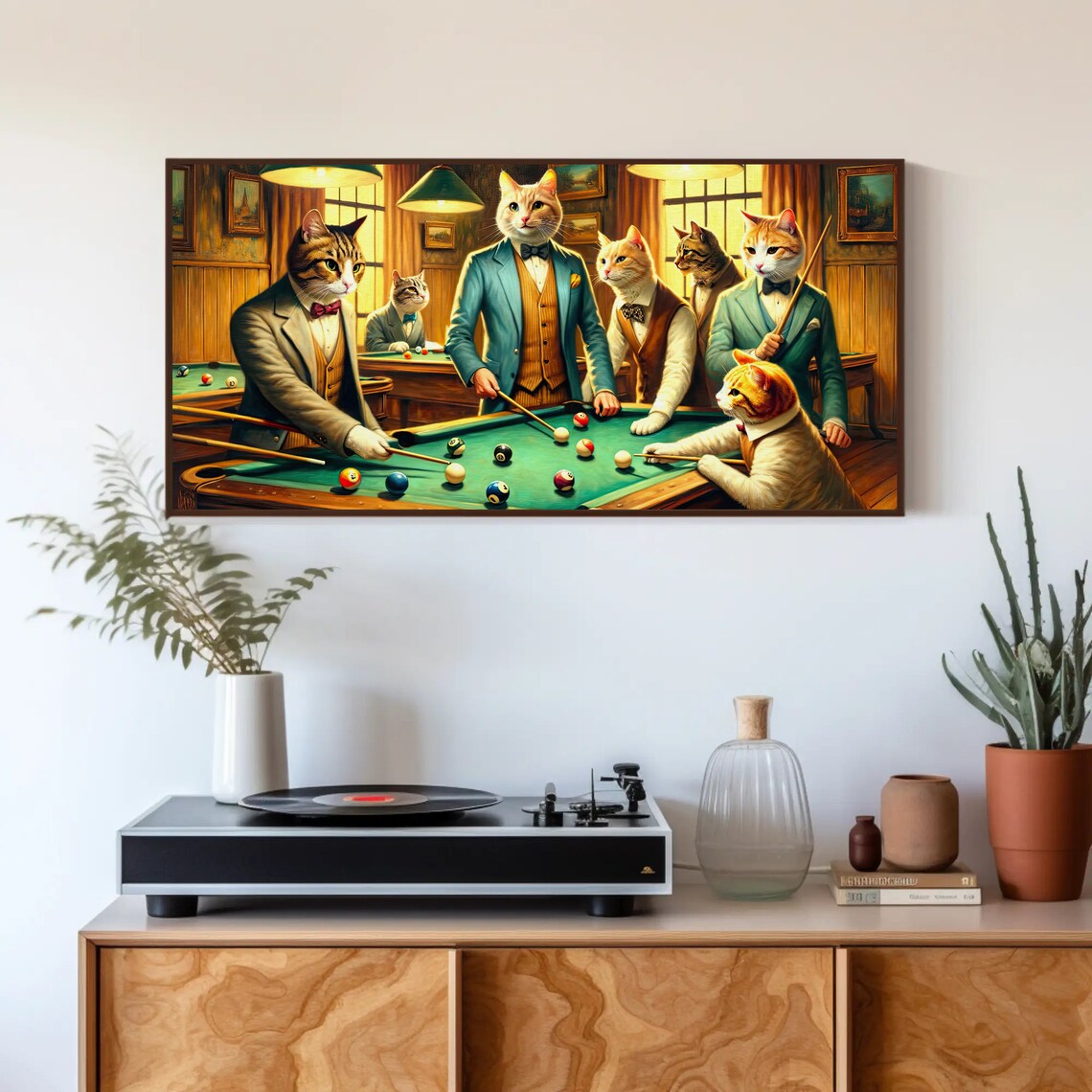 Cats Playing Pool, Funny Game Room Poster Print - Image 5