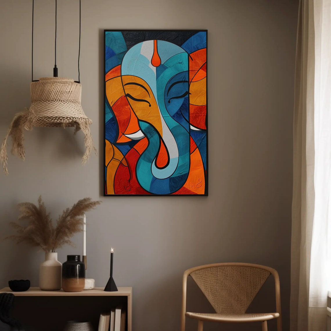 Colorful Abstract Ganesha Face Geometric Modern Style Poster - Image 2