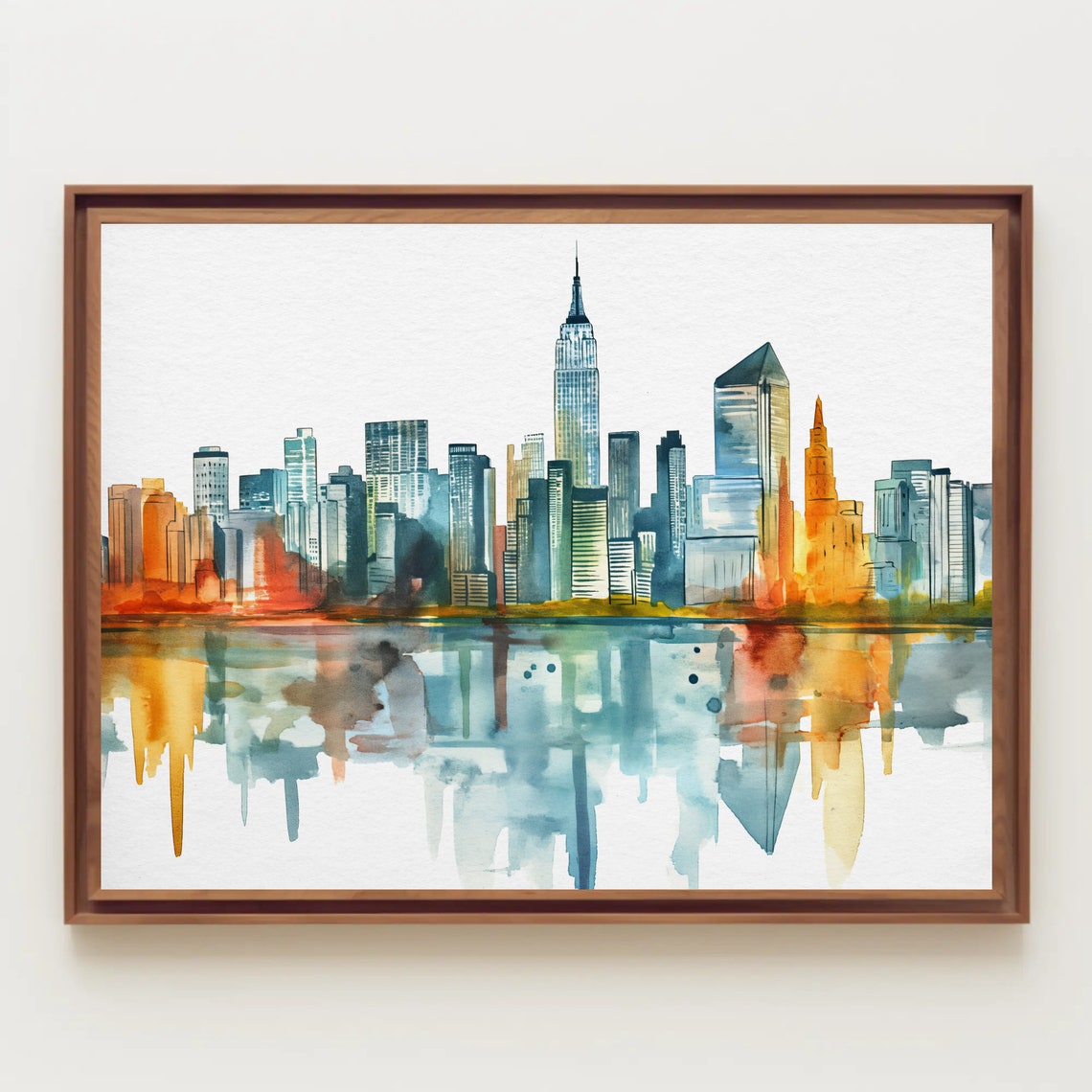 New York City Skyline Minimalist Watercolor Manhattan Poster