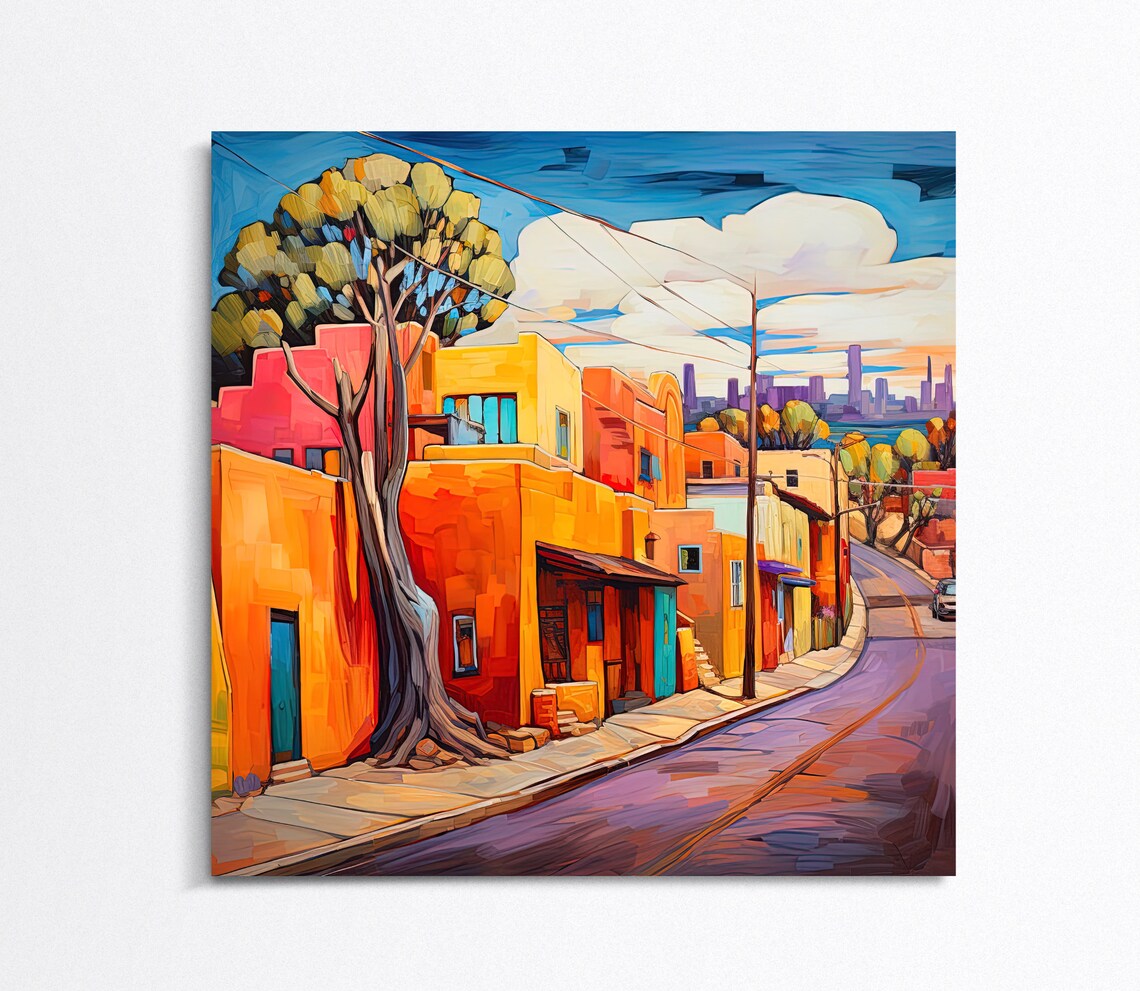 Santa Fe Street Art Print, New Mexico Decor