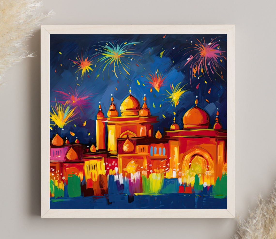 India Diwali Night Travel Poster