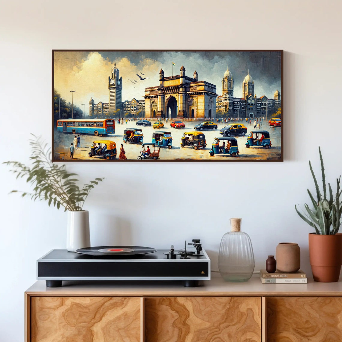 Mumbai Gateway Of India Plaza With Rickshaws Daytime Cityscape Poster - Image 3