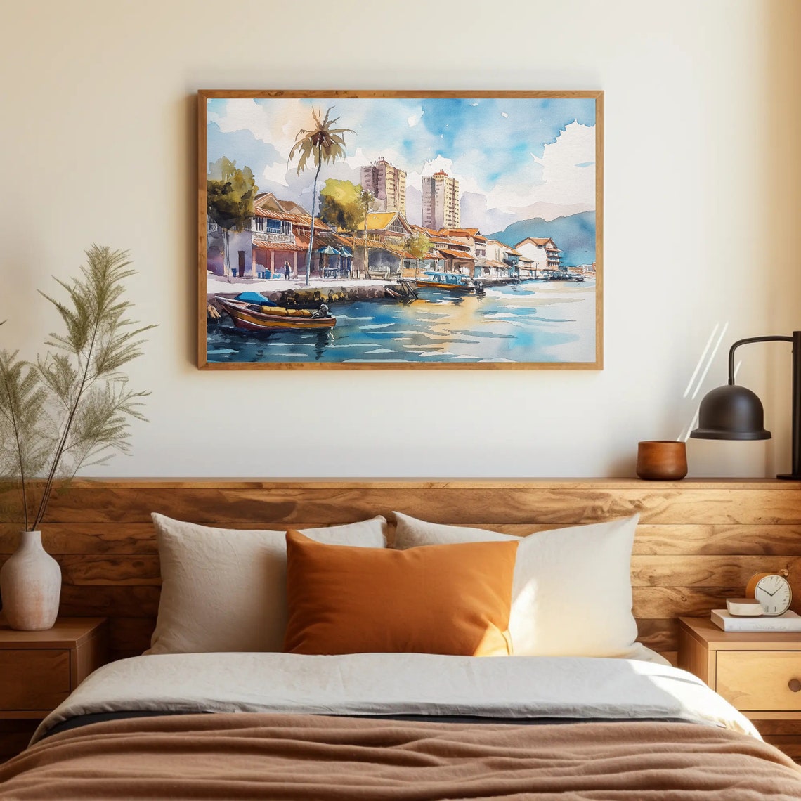 Penang Island Malaysia Waterfront Watercolor Travel Scenic Poster - Image 5