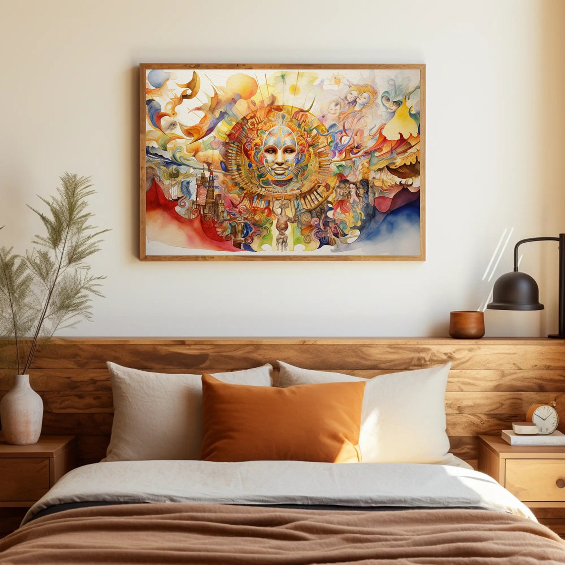 Sun Face Folk Art Colorful Watercolor Mexican Festival Poster - Image 5