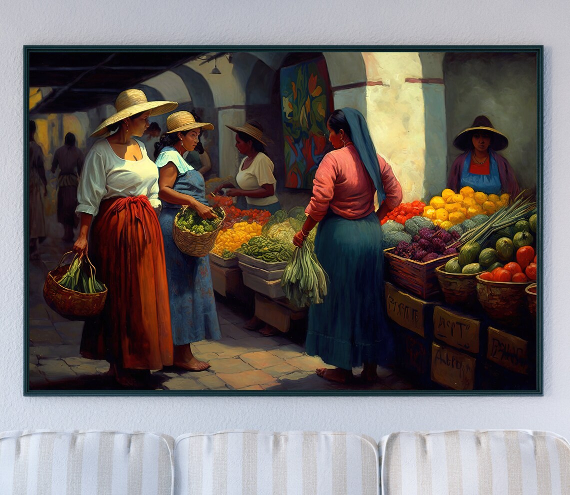 Mexican Woman in Market Art Print, Kitchen Decor - Image 5