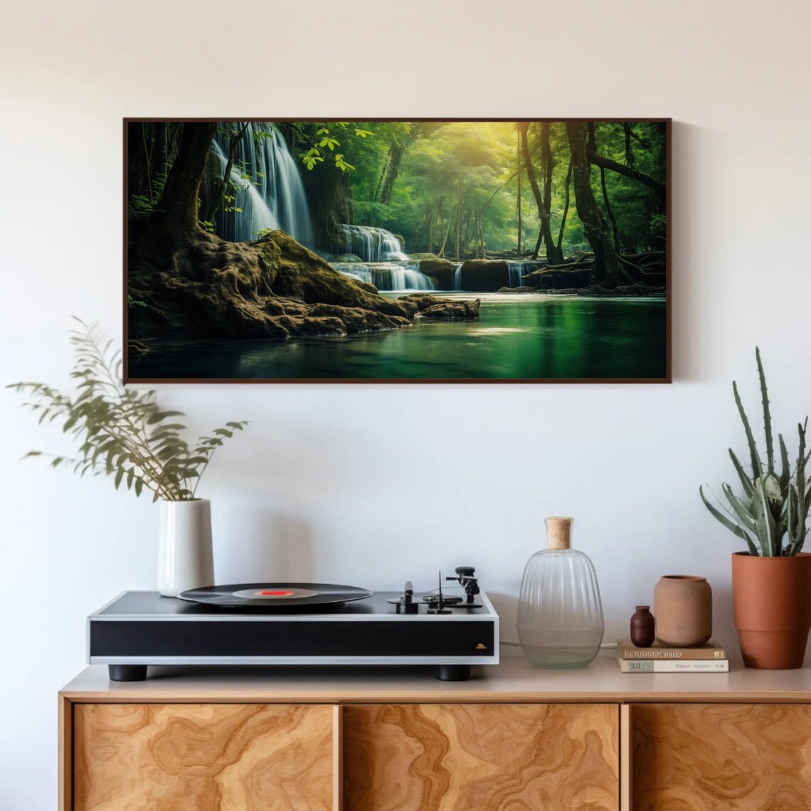 Tropical Waterfall Landscape Art Print, Forest Creek - Image 2