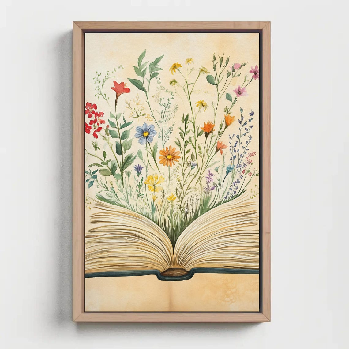 Open Vintage Book with Wildflowers Sprouting from Pages Art Poster - Image 5