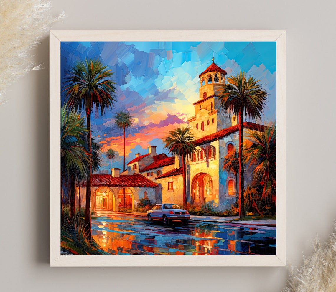 St Augustine Florida Spanish Colonial Building Sunset Art Poster