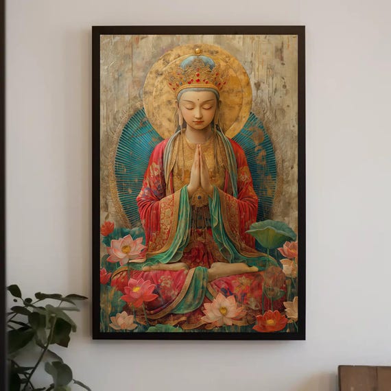Tara Buddhism Goddess Tibetan Mythology Wall Art Hindu Goddess Art For Living Room Meditation Space Temple Room Ready To Hang