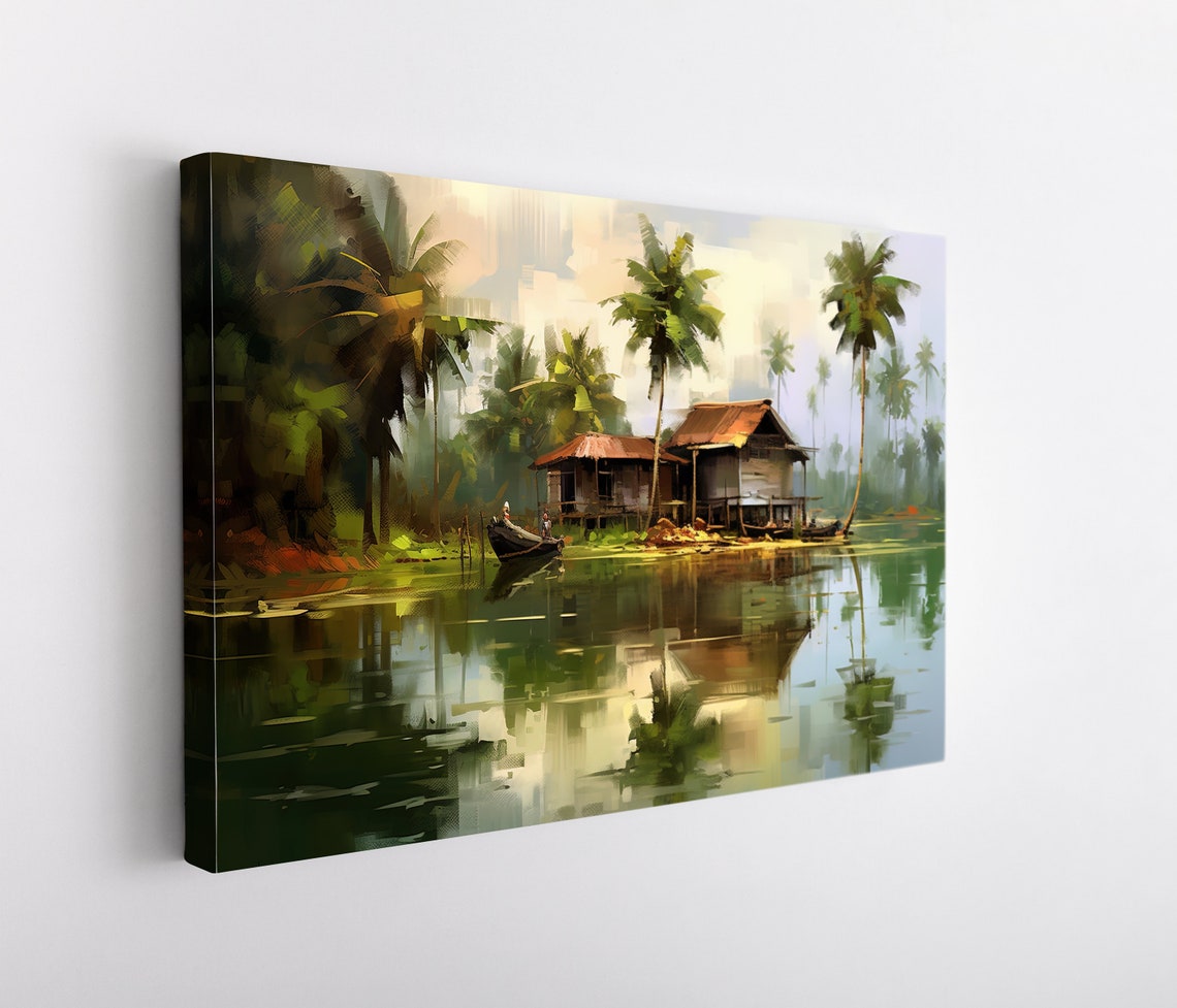 Art Of Beautiful Scenery Of Kerala Kerala Home Decor South Indian Painting Kerala Oil Painting Kerala Art South Indian Decor - Image 5