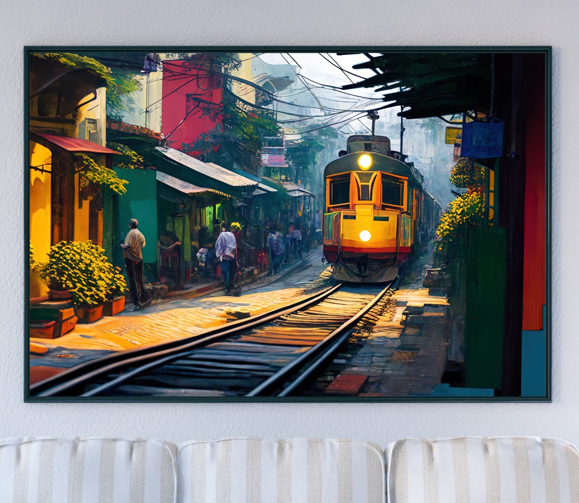 Hanoi Train Street Vietnam Yellow Train Narrow Alley Art Poster - Image 5