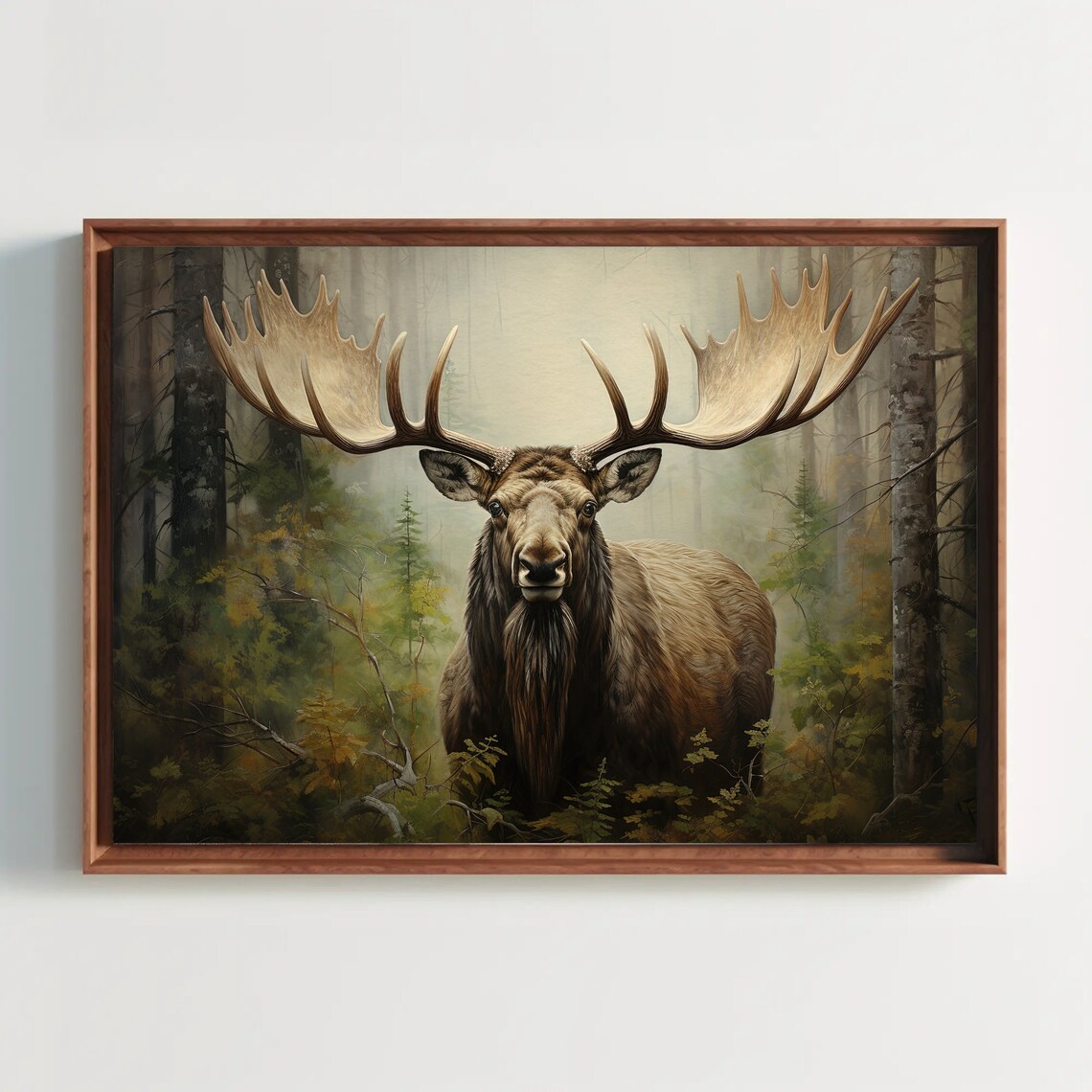 Moose in the Forest, Woodland Wildlife Art Print