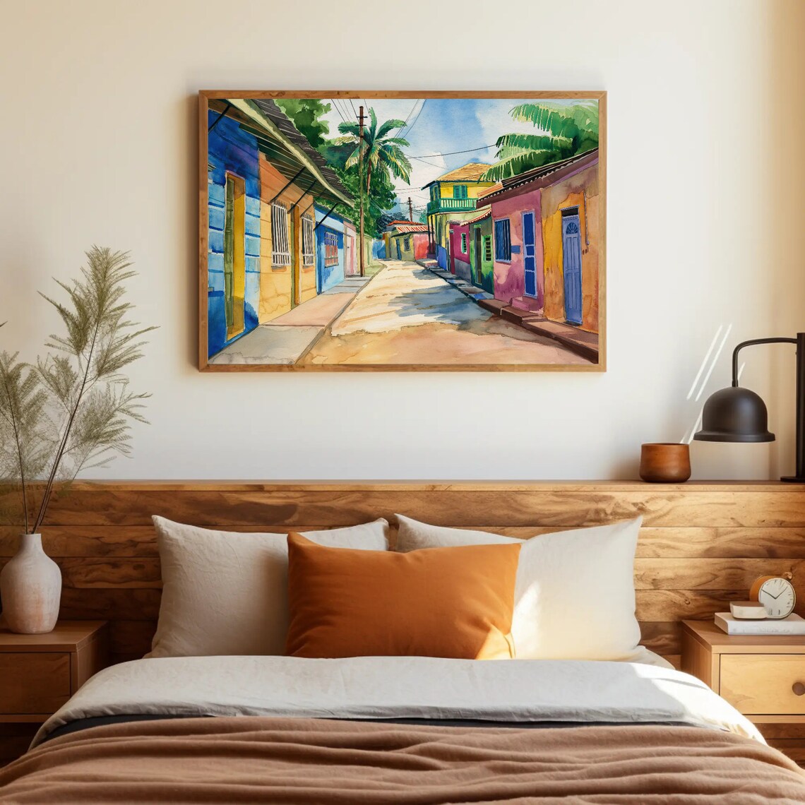 Trinidad And Tobago Colorful Caribbean Street Watercolor Scenic Poster - Image 3