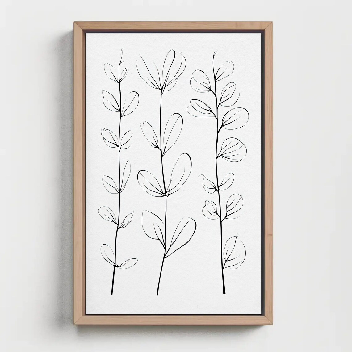 Leafy Plant Simple Line Drawing, Minimalist Art Print
