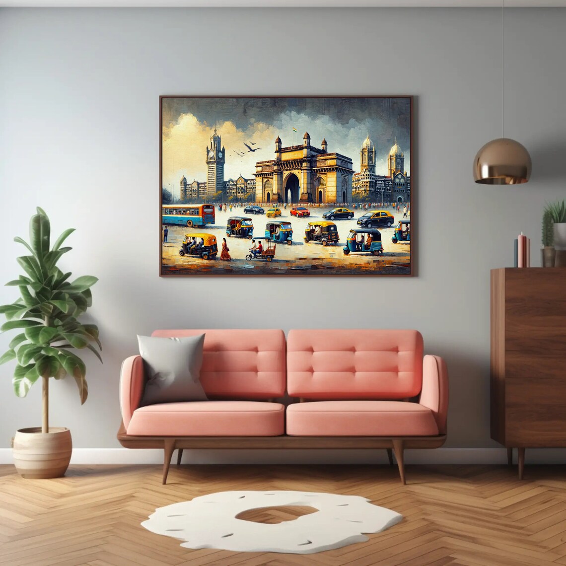 Mumbai Gateway Of India Plaza With Rickshaws Daytime Cityscape Poster - Image 2