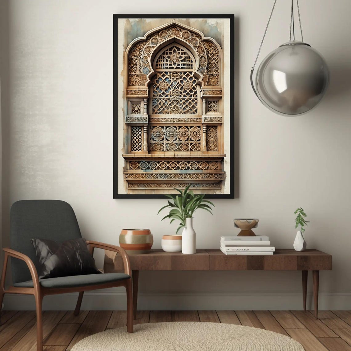 Carved Rajasthani Jaali Window in Sandstone Latticework Art Poster - Image 5