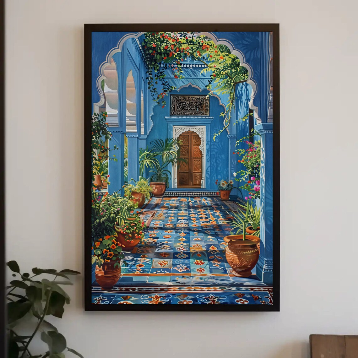 Blue Indian Palace Aangan, India Entryway Art Print