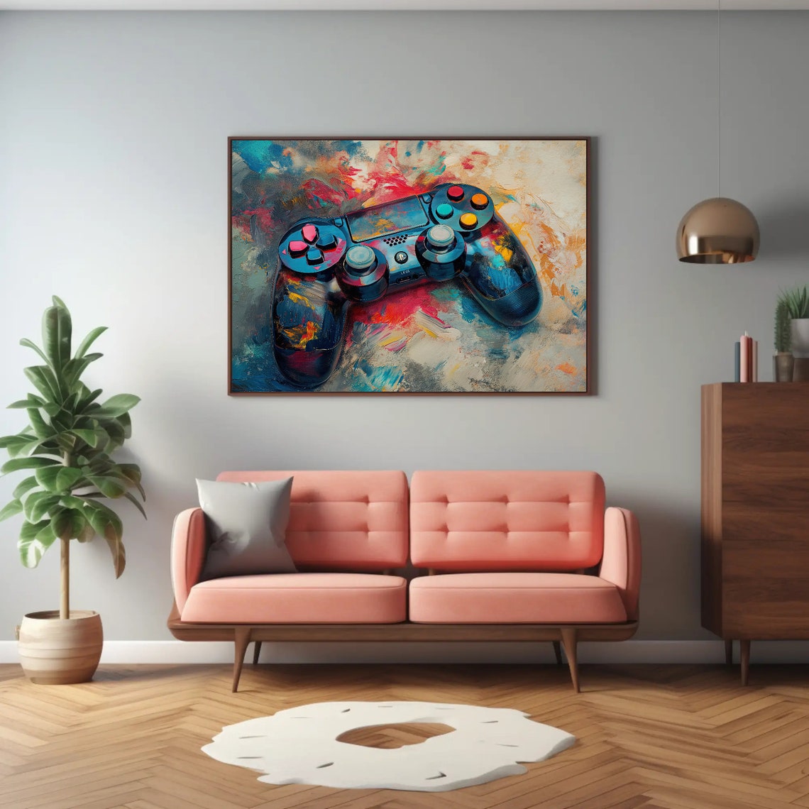 Painted Game Controller Colorful Abstract Gamer Decor Poster - Image 3