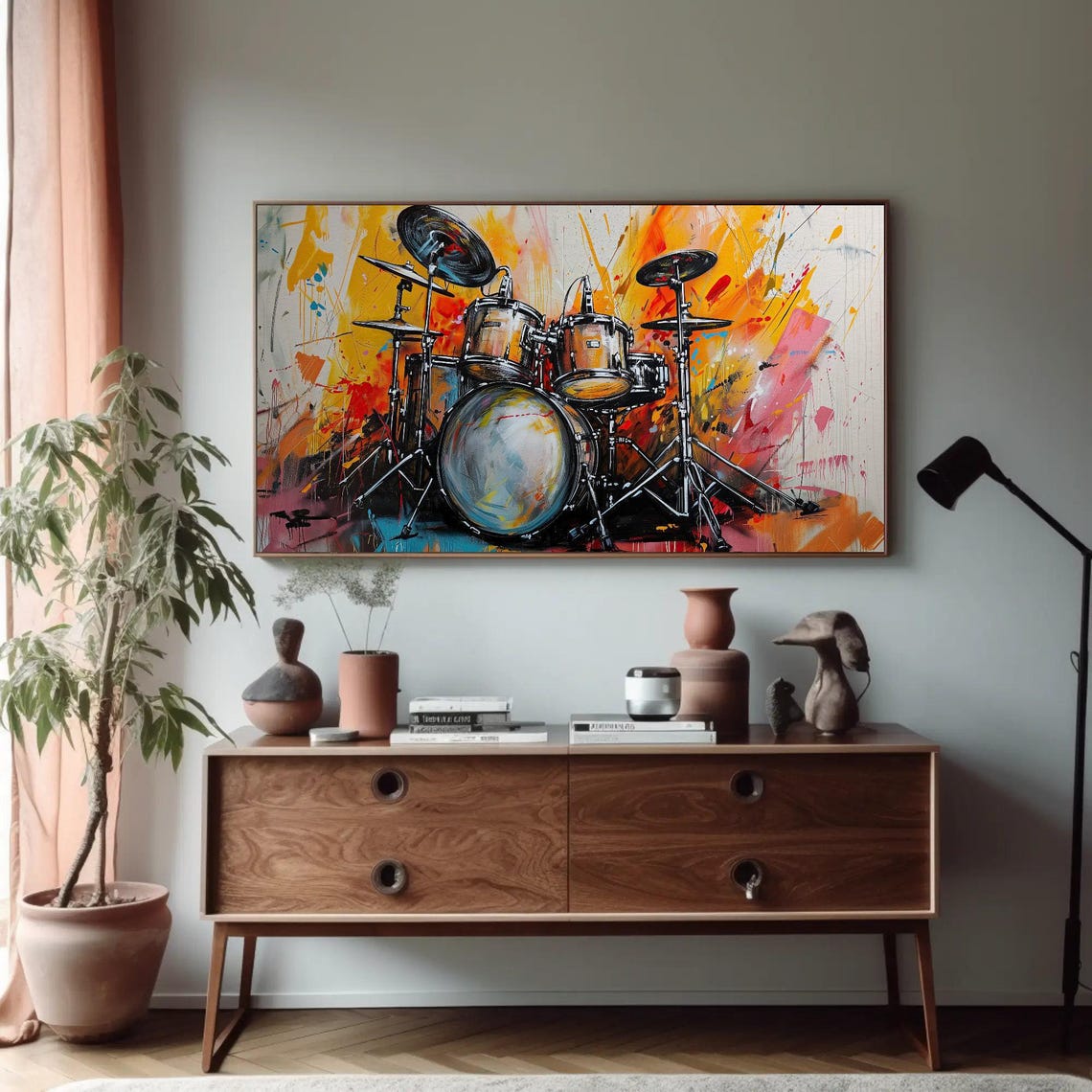 Drum Kit Graffiti Colorful Paint Splash Musician Wall Poster - Image 4