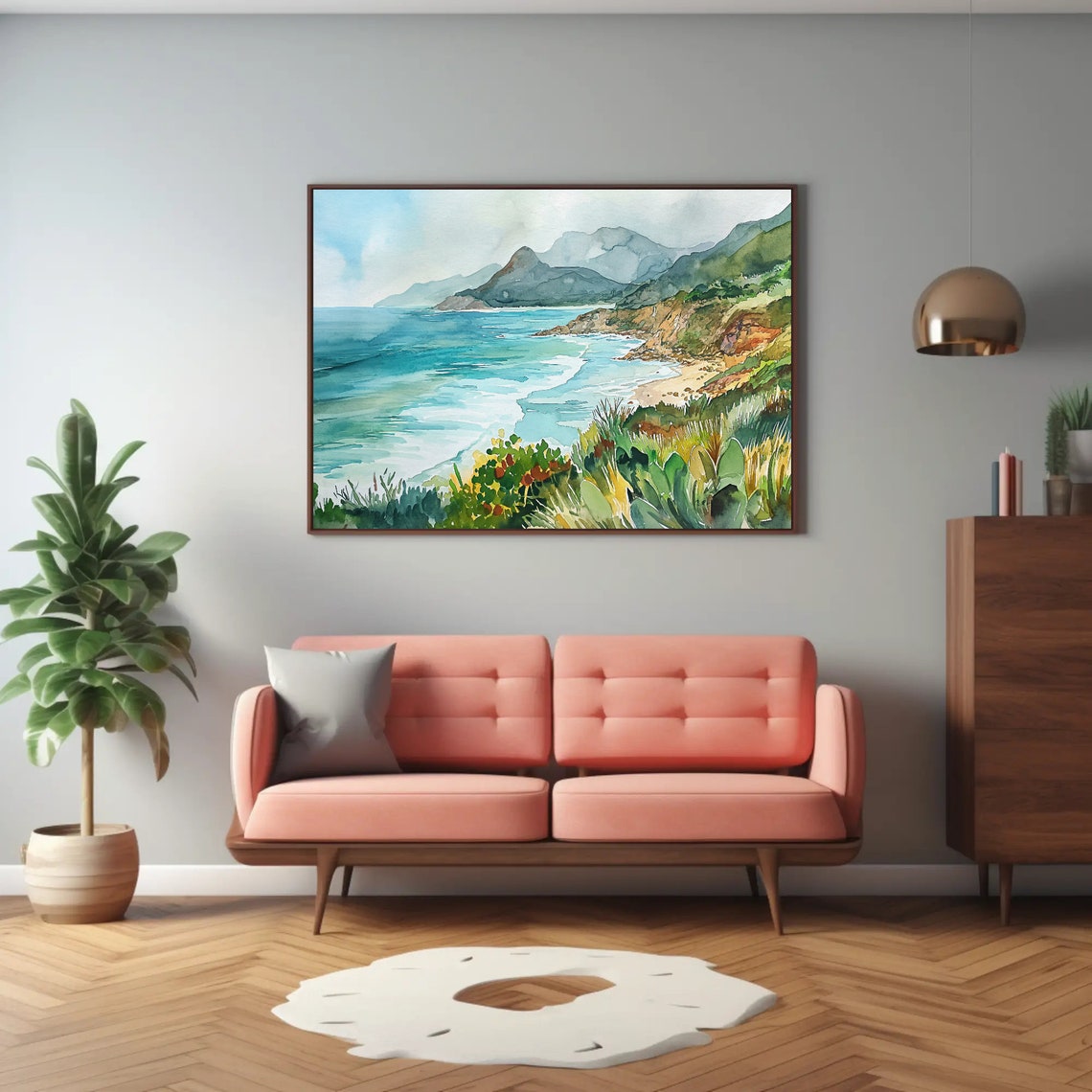 Garden Route Watercolor Print South Africa Large Print South Africa Wall Decor South Africa Art Framed Poster Ready To Hang - Image 2