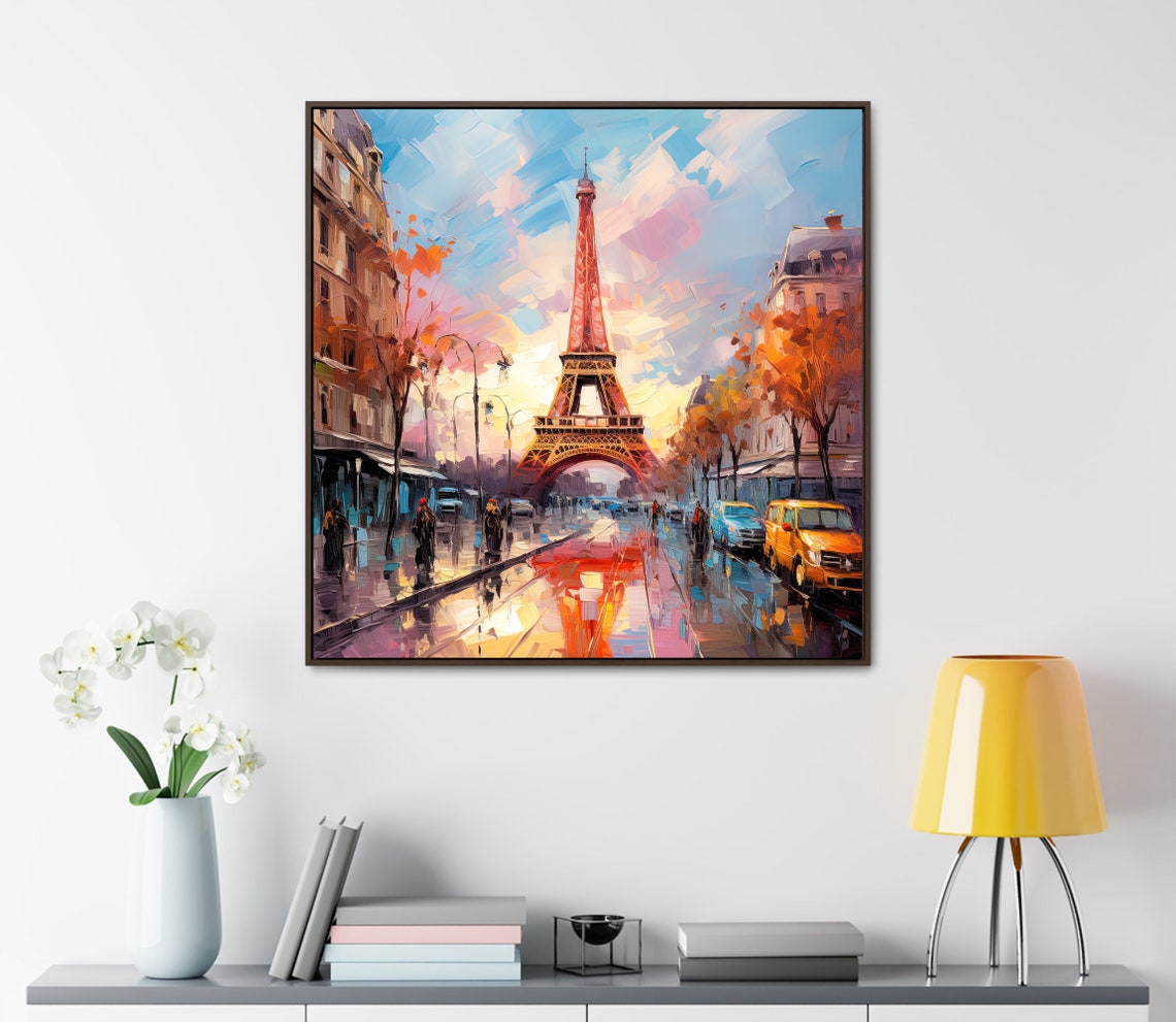 Paris Eiffel Tower Sunlit Street Classic Cars Impressionist Poster - Image 4