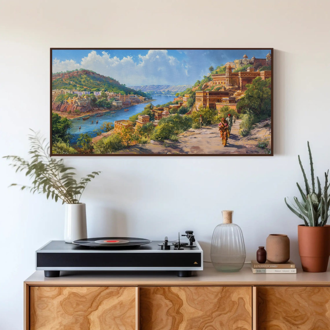 Rajasthan River City Palaces Hillside India Travel Art Poster - Image 4