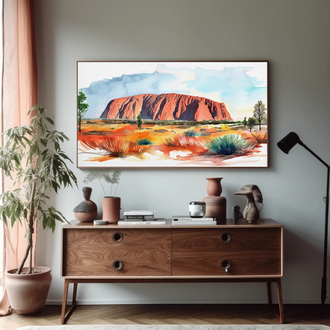 Uluru Ayers Rock Desert Sunset Australia Outback Watercolor Poster - Image 5