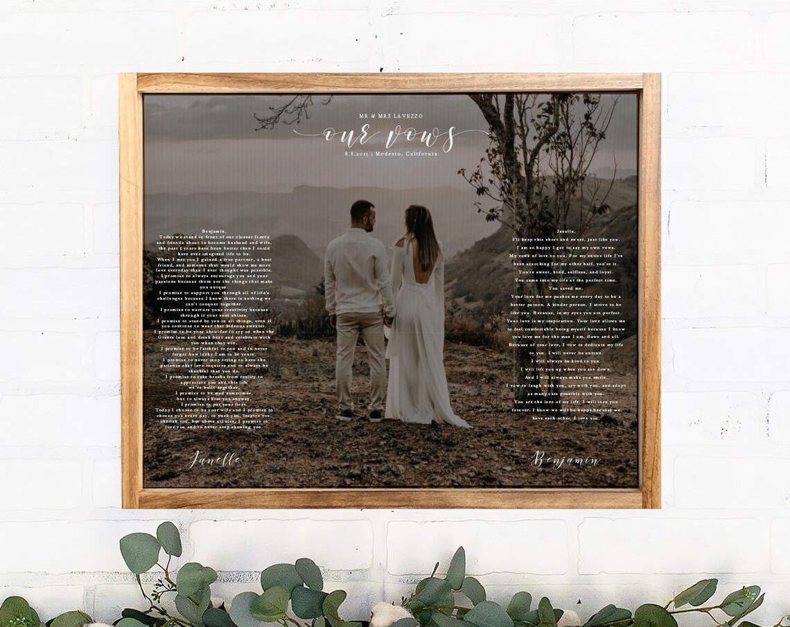 Our Wedding Vows Custom Photo Wall Art Print