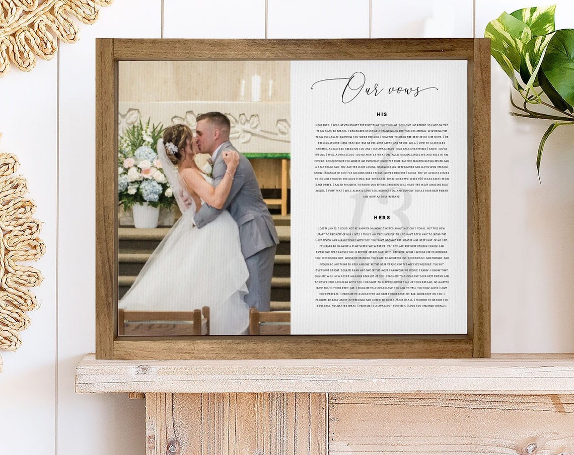 Custom Wedding Photo Our Vows His And Hers Text Keepsake Poster