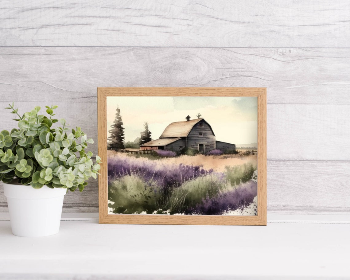 Lavender Fields Landscape Art Print - Image 2